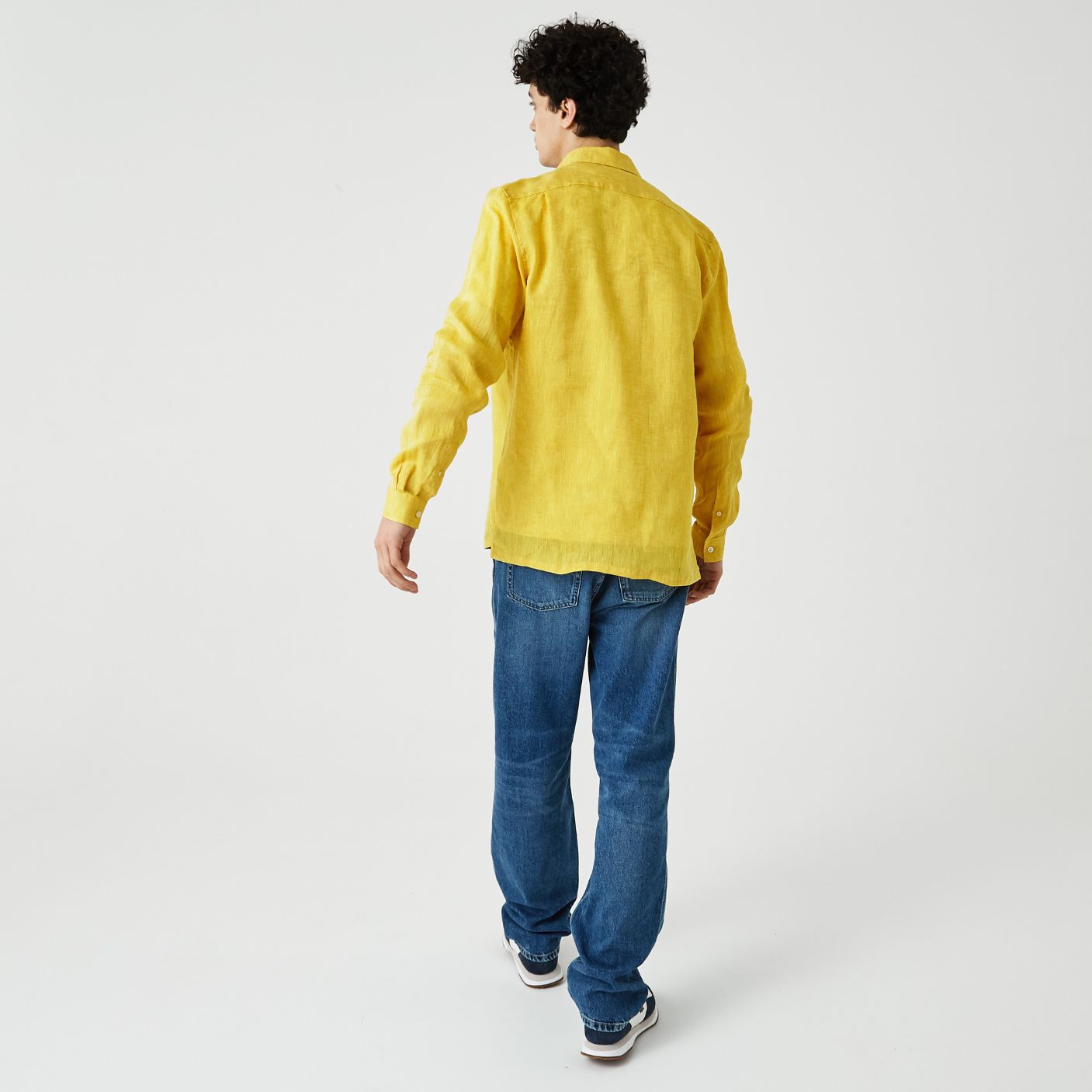 Рубашка Lacoste , цвет желтый, для мужчин Рубашка Lacoste , цвет желтый, для мужчин