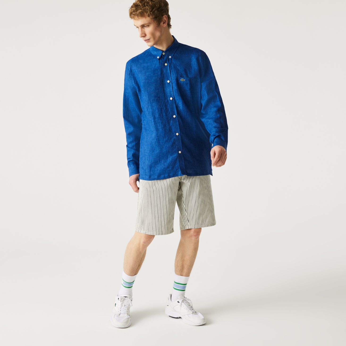 Рубашка Lacoste , цвет синий, для мужчин Рубашка Lacoste , цвет синий, для мужчин