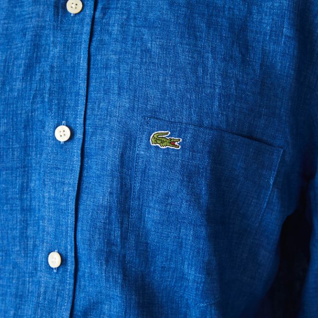 Рубашка Lacoste , цвет синий, для мужчин Рубашка Lacoste , цвет синий, для мужчин