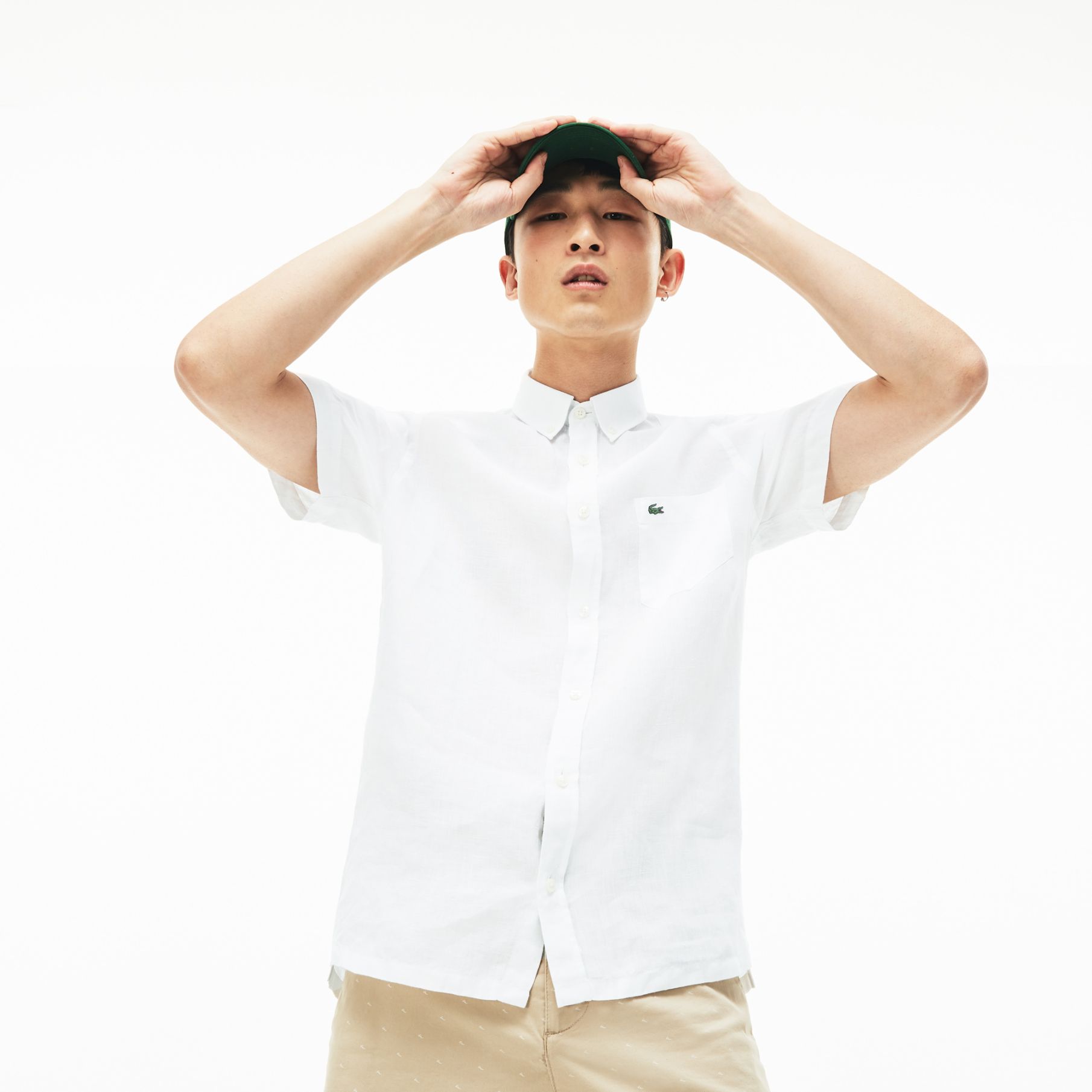 Рубашка Lacoste , цвет белый, для мужчин Рубашка Lacoste , цвет белый, для мужчин