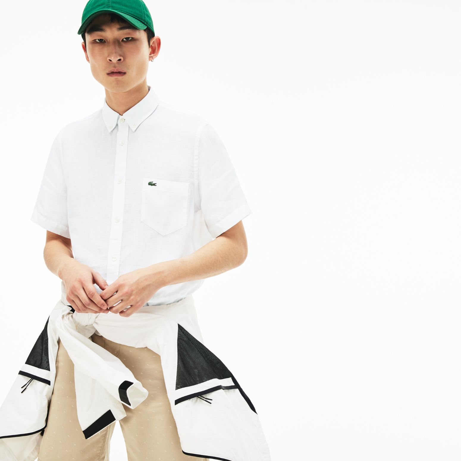 Рубашка Lacoste , цвет белый, для мужчин Рубашка Lacoste , цвет белый, для мужчин