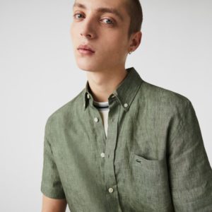 Рубашка Lacoste , цвет зеленый, для мужчин Рубашка Lacoste , цвет зеленый, для мужчин