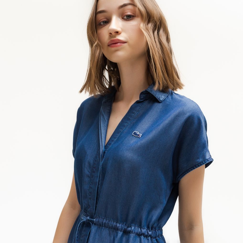 Платье Lacoste , цвет синий, для женщин Платье Lacoste , цвет синий, для женщин