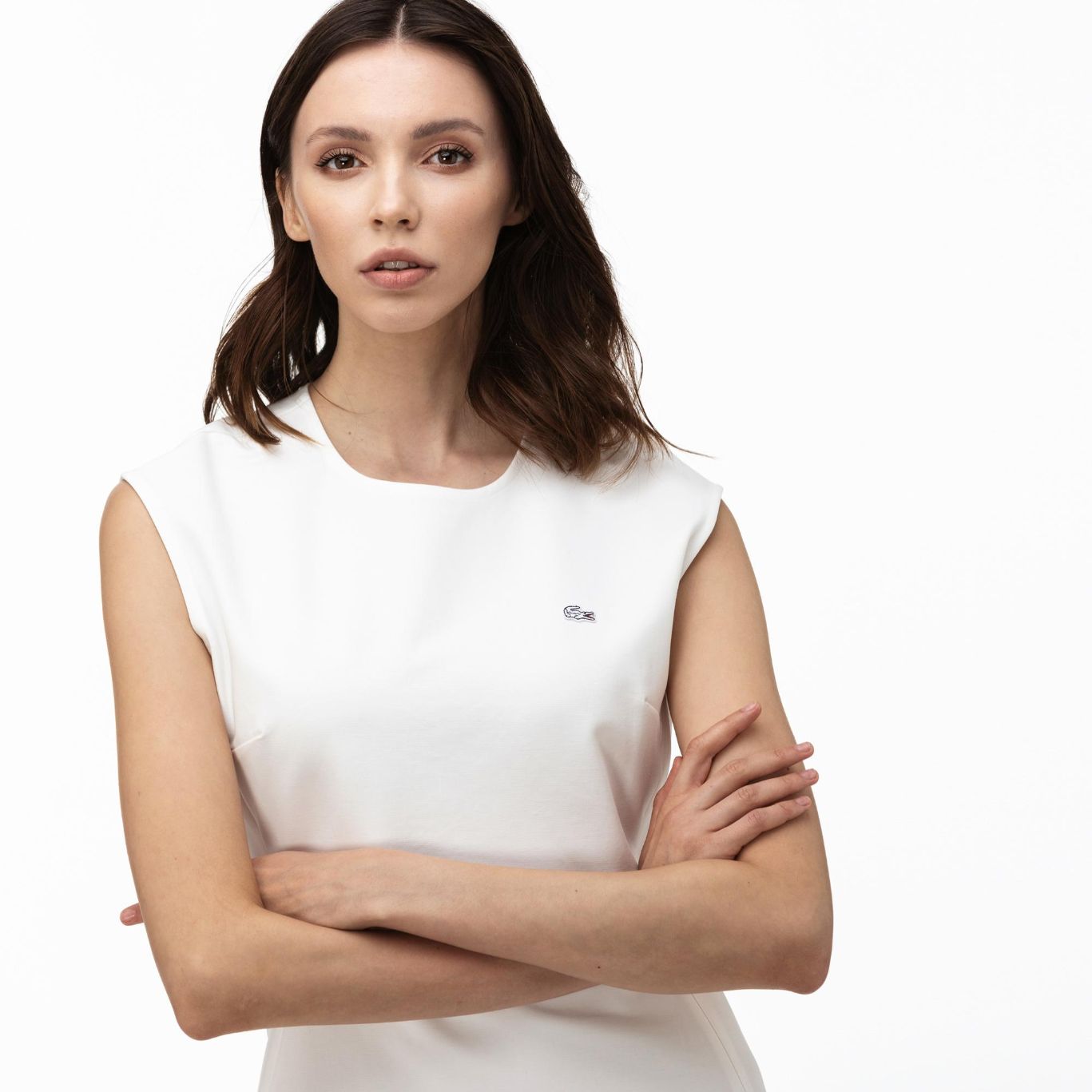Платье Lacoste , цвет белый, для женщин Платье Lacoste , цвет белый, для женщин