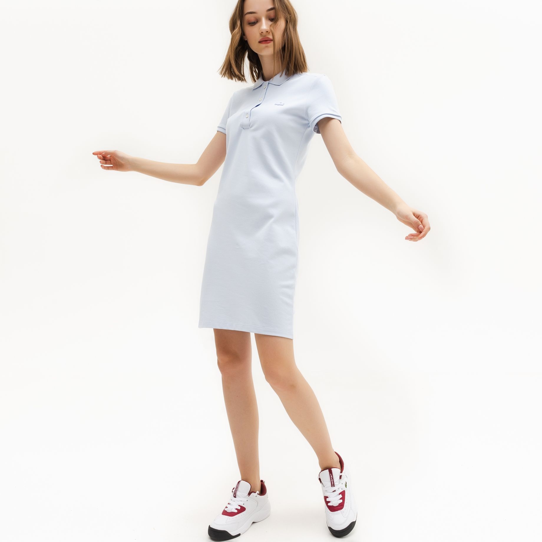Платье Lacoste , цвет голубой, для женщин Платье Lacoste , цвет голубой, для женщин