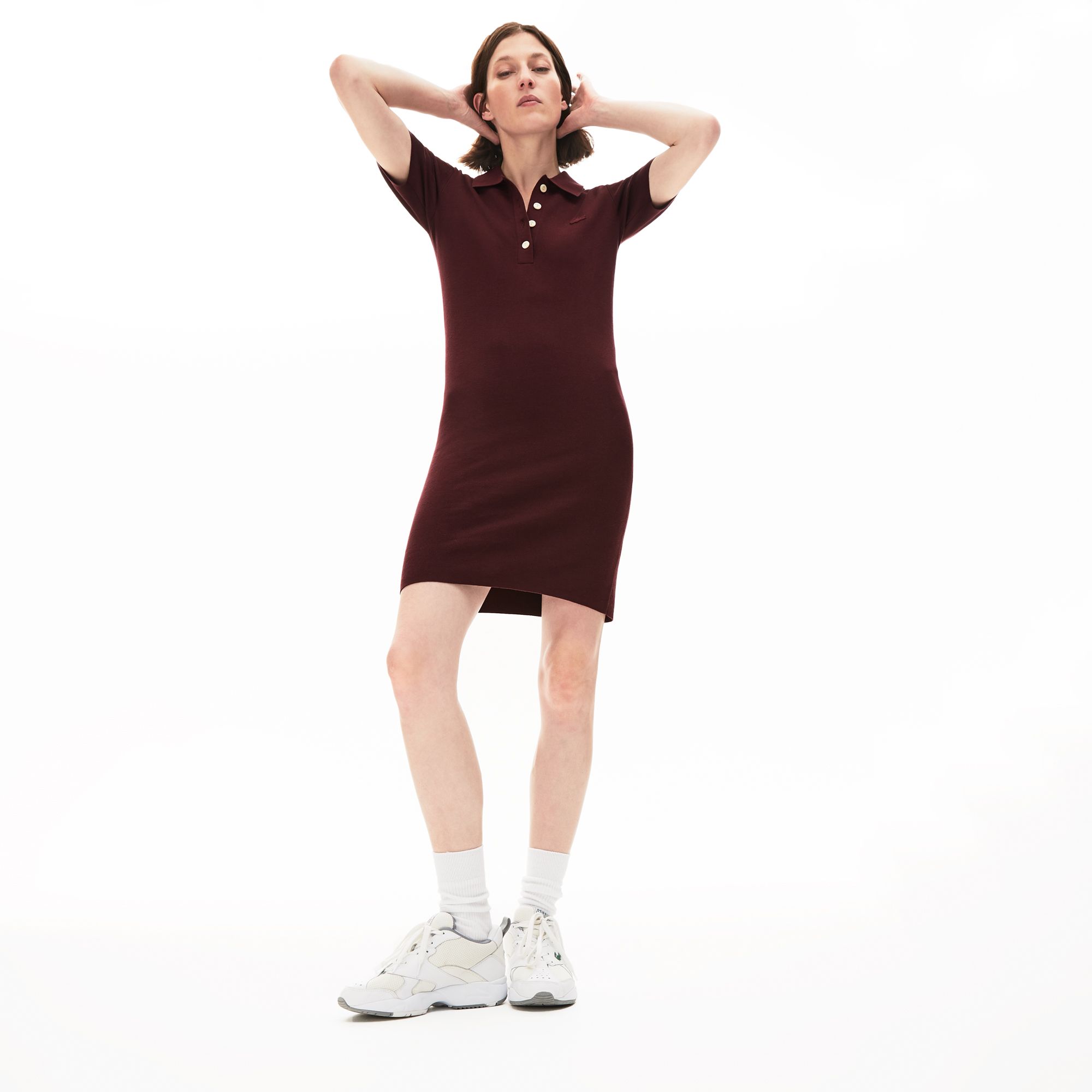 Платье Lacoste , цвет бордовый, для женщин Платье Lacoste , цвет бордовый, для женщин