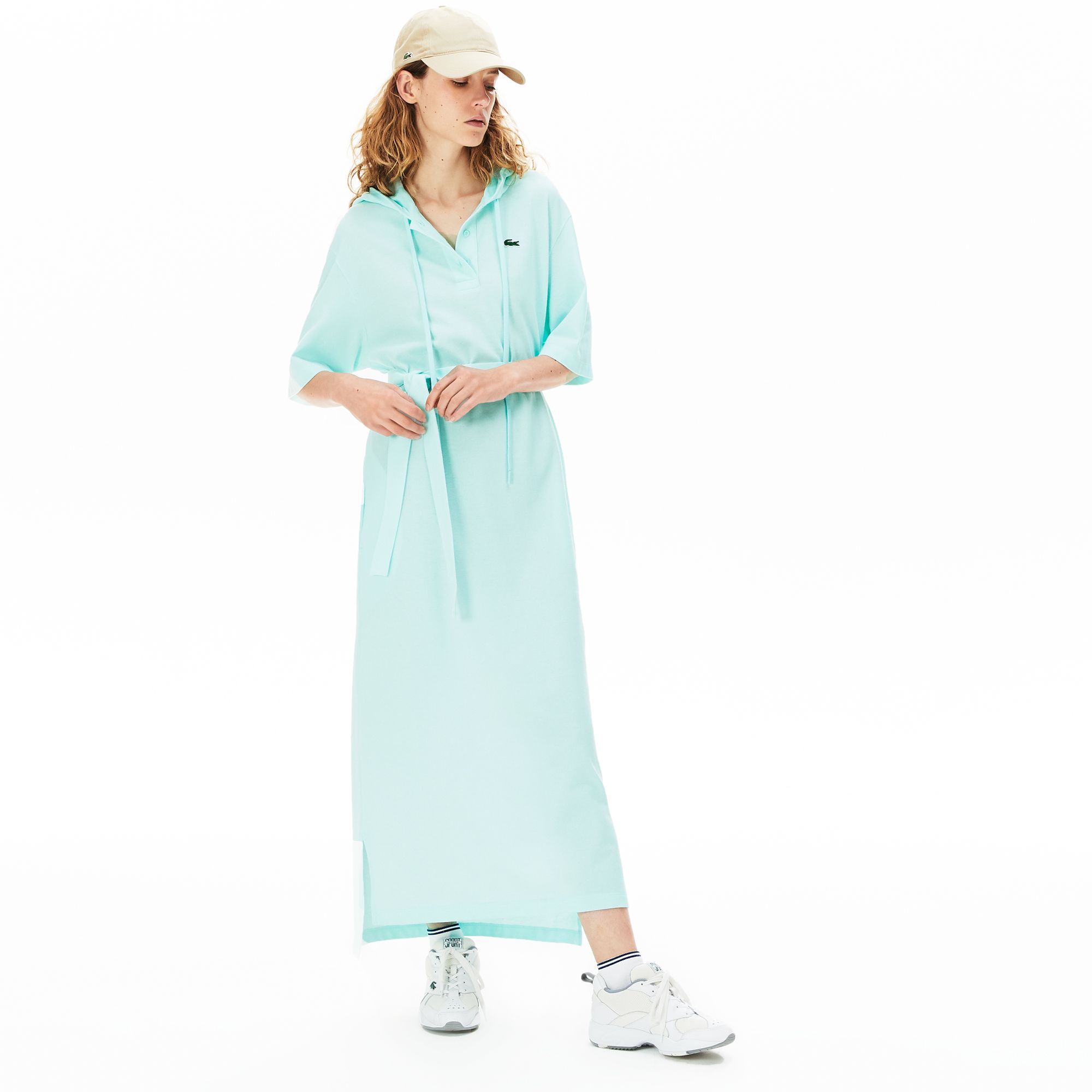 Платье Lacoste , цвет голубой, для женщин Платье Lacoste , цвет голубой, для женщин