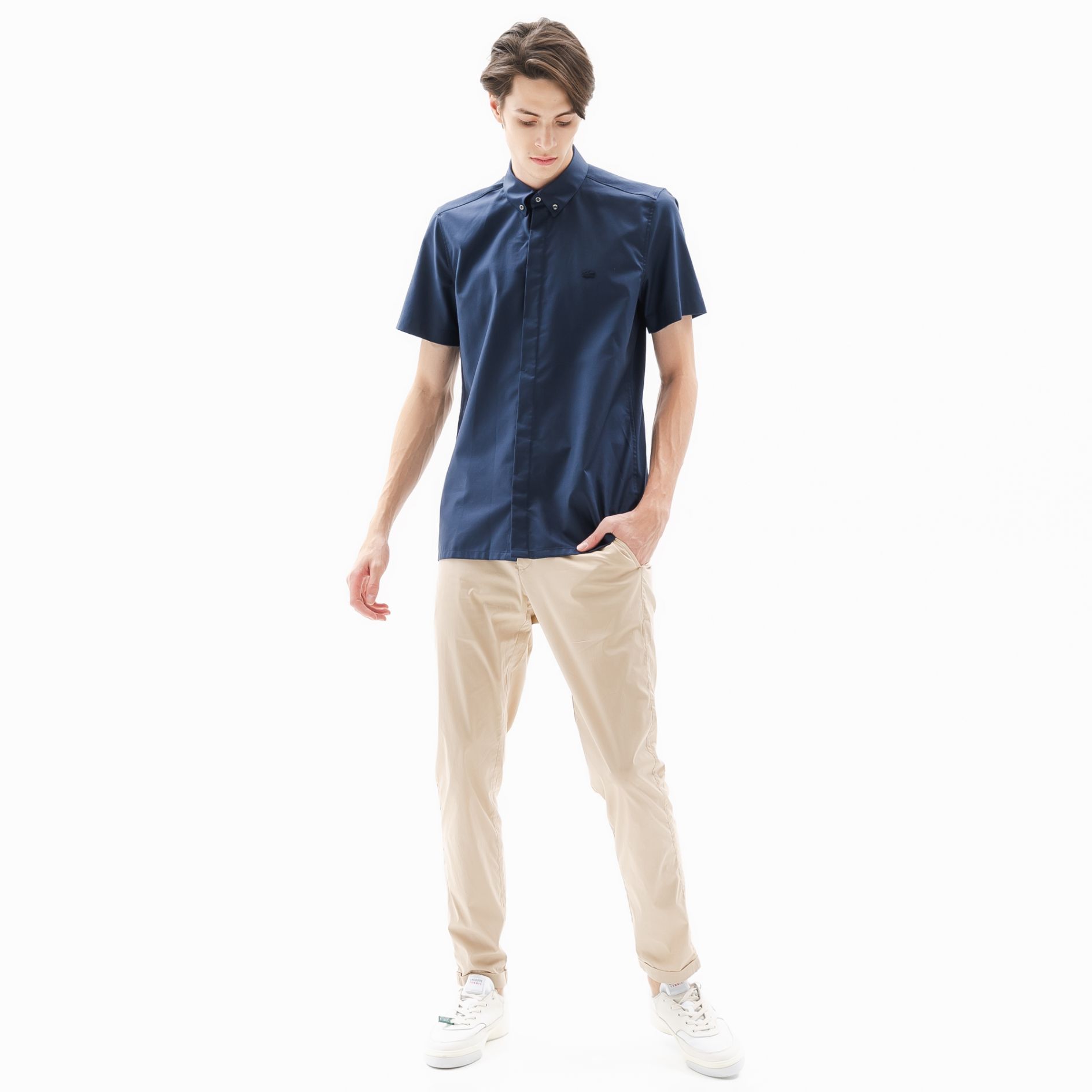 Брюки Lacoste , цвет бежевый, для мужчин Брюки Lacoste , цвет бежевый, для мужчин