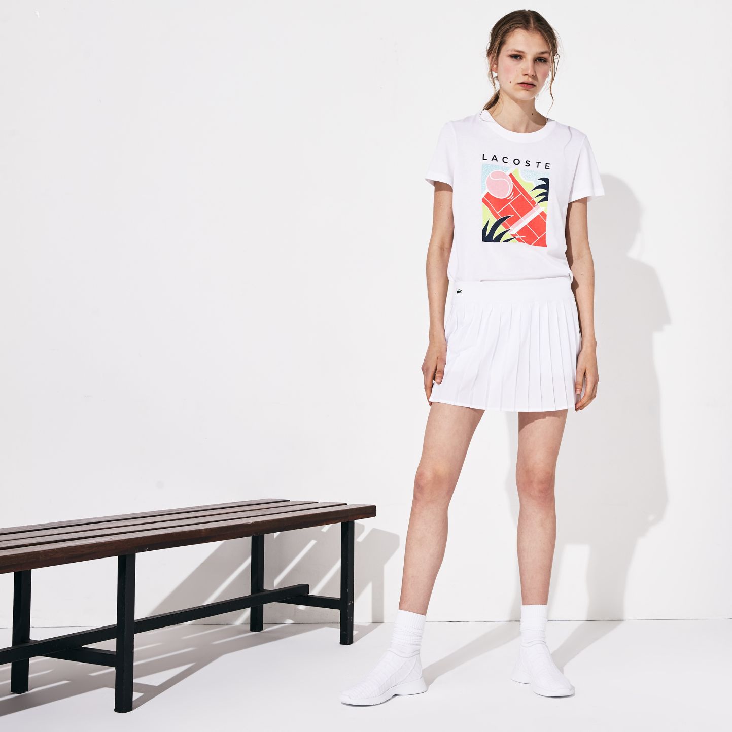 Юбка Lacoste , цвет белый, для женщин Юбка Lacoste , цвет белый, для женщин