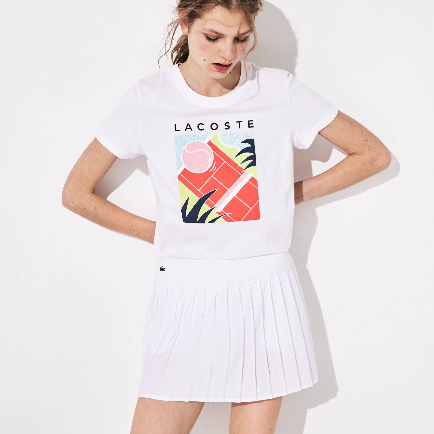 Юбка Lacoste , цвет белый, для женщин Юбка Lacoste , цвет белый, для женщин