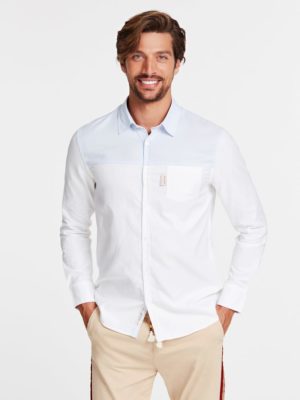 ОКСФОРДСКАЯ РУБАШКА С ЭФФЕКТОМ ЦВЕТОВЫХ БЛОКОВ Guess