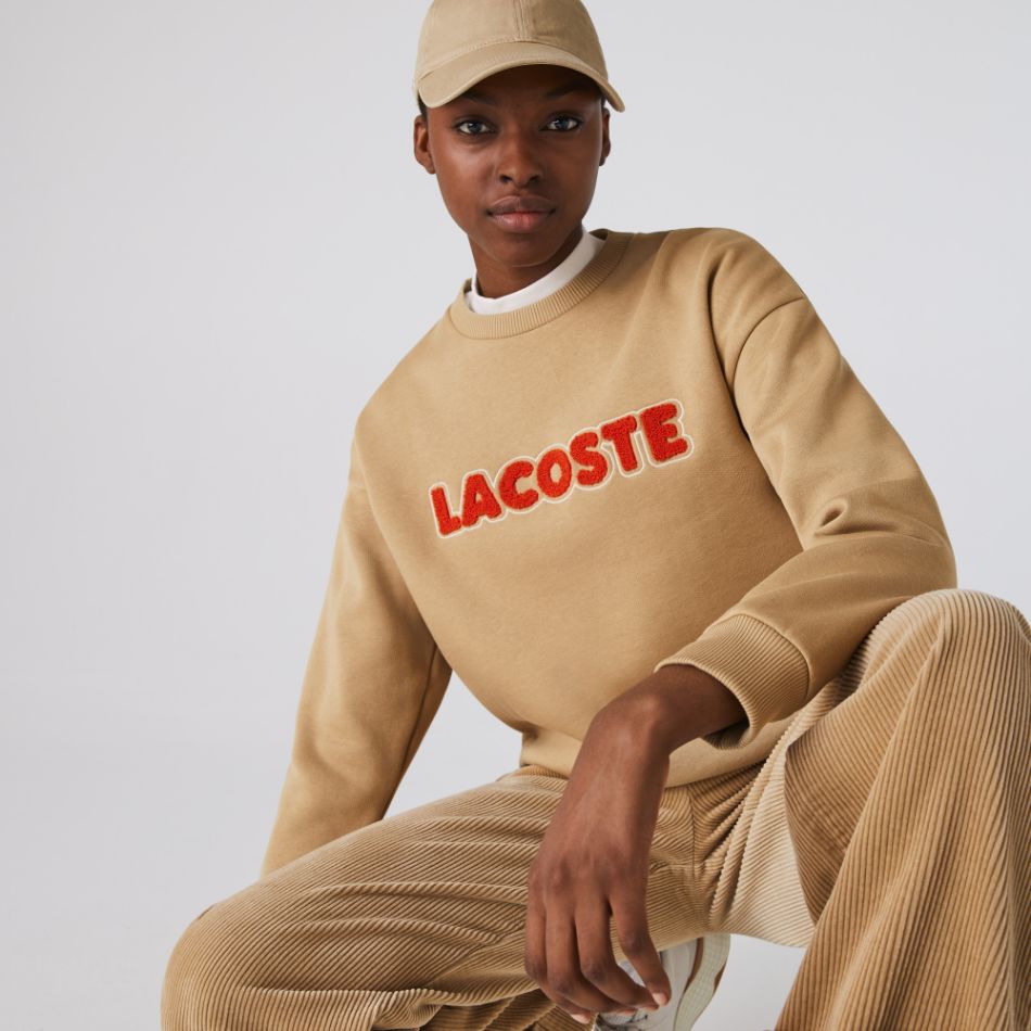 Толстовка Lacoste , цвет бежевый, для женщин Толстовка Lacoste , цвет бежевый, для женщин