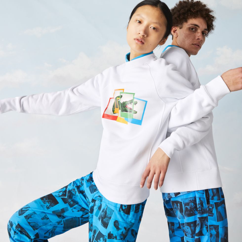 Толстовка Lacoste POLAROID , цвет белый, для мужчин Толстовка Lacoste POLAROID , цвет белый, для мужчин
