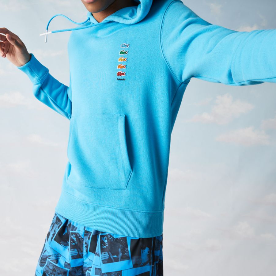 Толстовка Lacoste POLAROID , цвет голубой, для мужчин Толстовка Lacoste POLAROID , цвет голубой, для мужчин