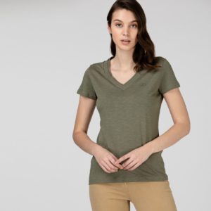 Футболка Lacoste , цвет зеленый, для женщин Футболка Lacoste , цвет зеленый, для женщин