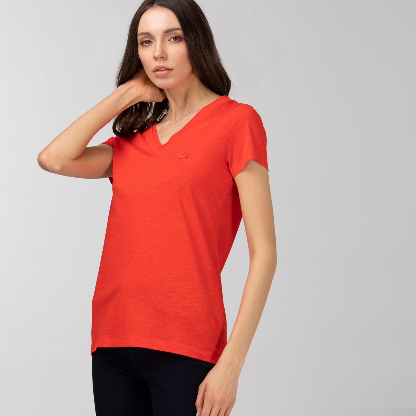 Футболка Lacoste , цвет красный, для женщин Футболка Lacoste , цвет красный, для женщин