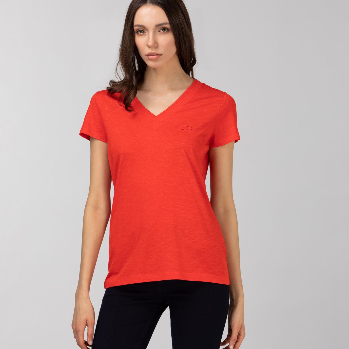 Футболка Lacoste , цвет красный, для женщин Футболка Lacoste , цвет красный, для женщин