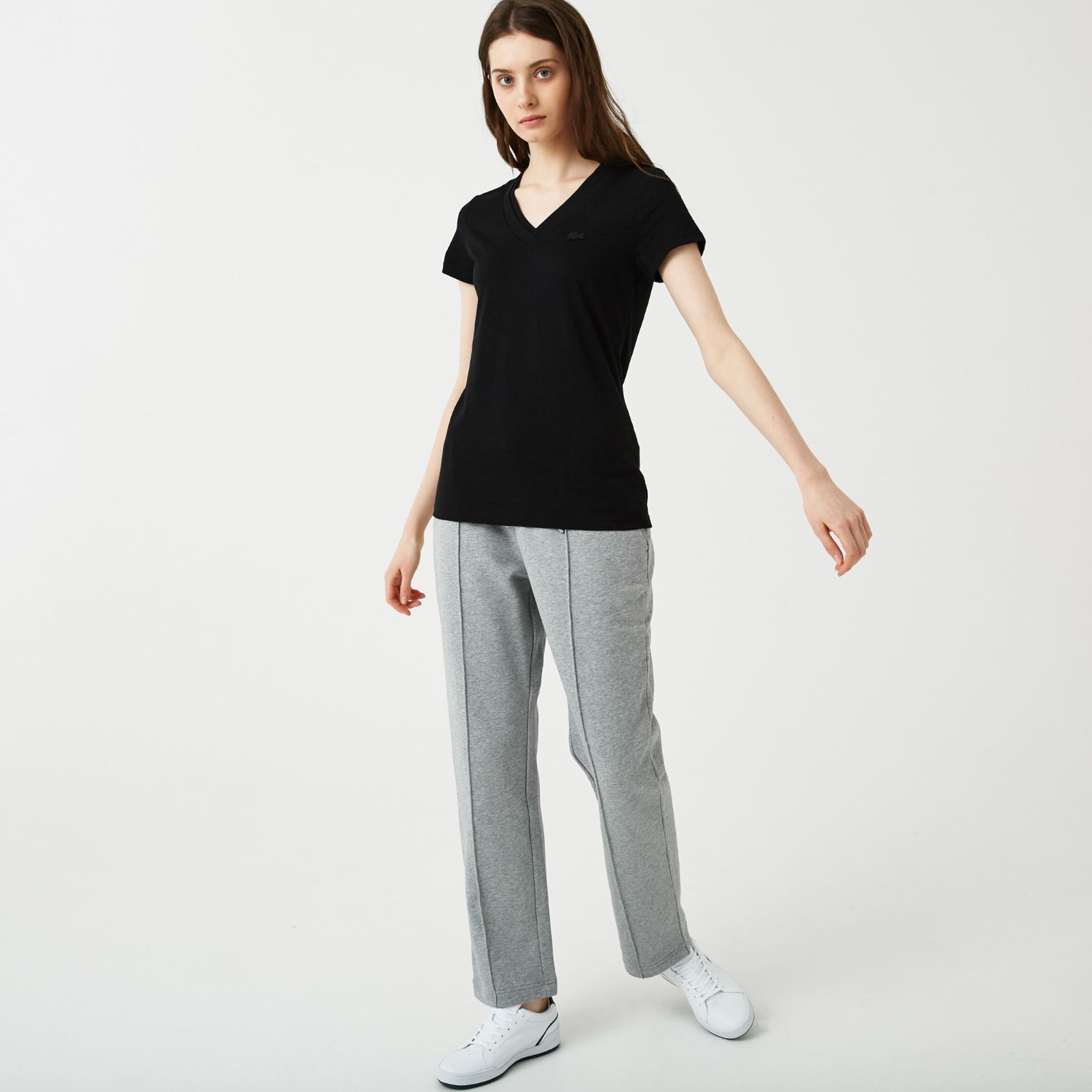 Футболка Lacoste , цвет черный, для женщин Футболка Lacoste , цвет черный, для женщин
