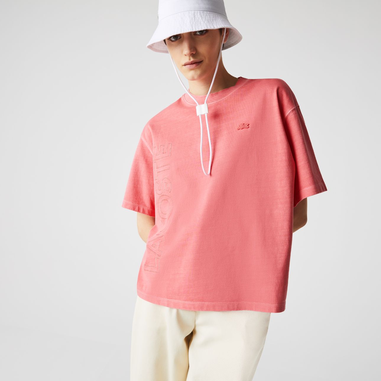 Футболка Lacoste , цвет розовый, для женщин Футболка Lacoste , цвет розовый, для женщин