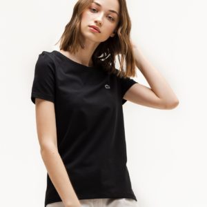 Футболка Lacoste , цвет черный, для женщин Футболка Lacoste , цвет черный, для женщин