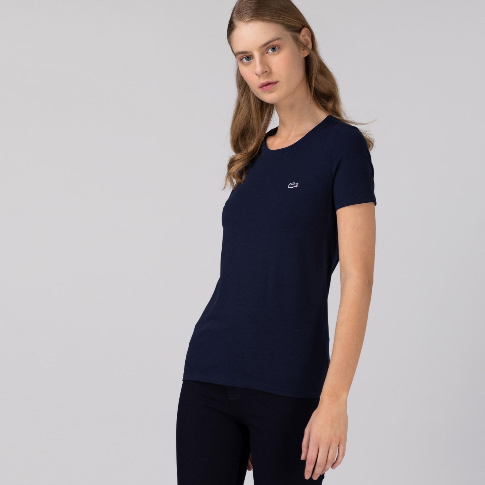 Футболка Lacoste , цвет синий, для женщин Футболка Lacoste , цвет синий, для женщин
