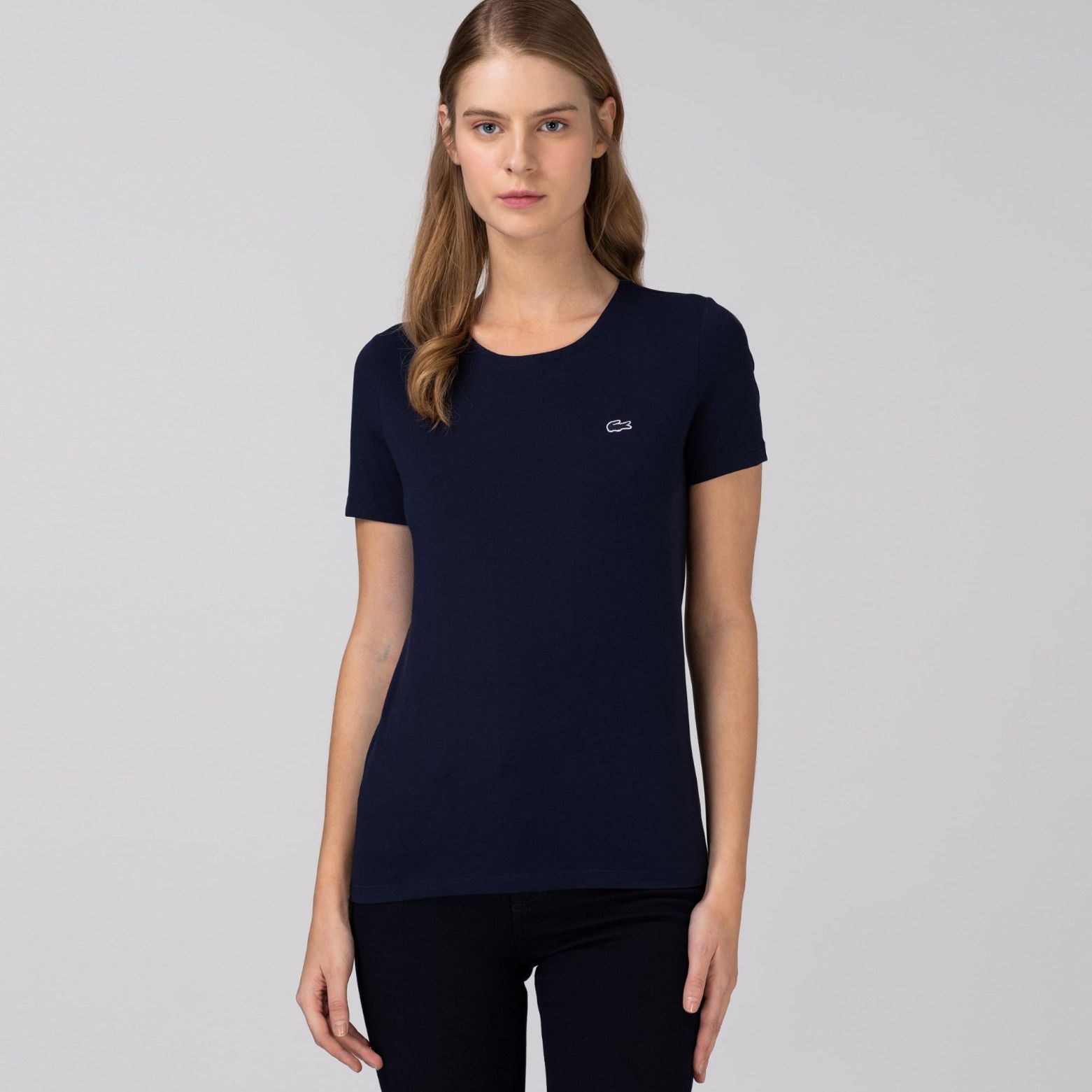 Футболка Lacoste , цвет синий, для женщин Футболка Lacoste , цвет синий, для женщин
