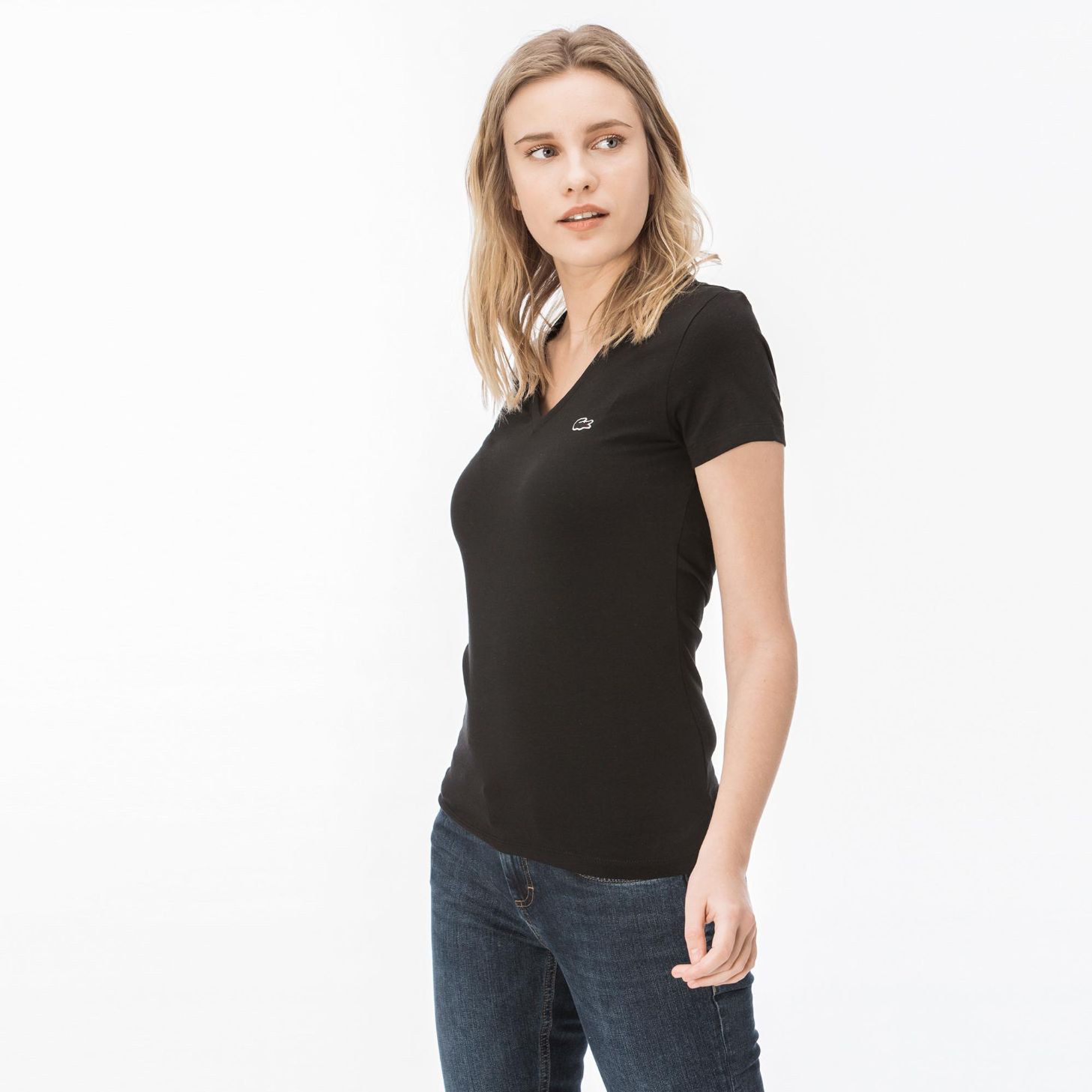 Футболка Lacoste , цвет черный, для женщин Футболка Lacoste , цвет черный, для женщин