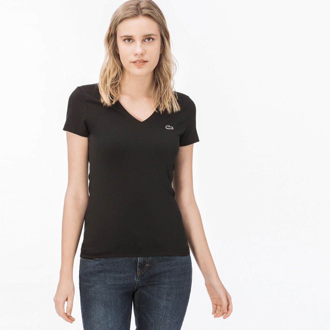 Футболка Lacoste , цвет черный, для женщин Футболка Lacoste , цвет черный, для женщин