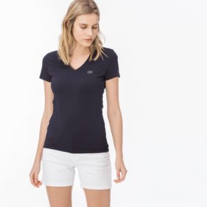 Футболка Lacoste , цвет синий, для женщин Футболка Lacoste , цвет синий, для женщин
