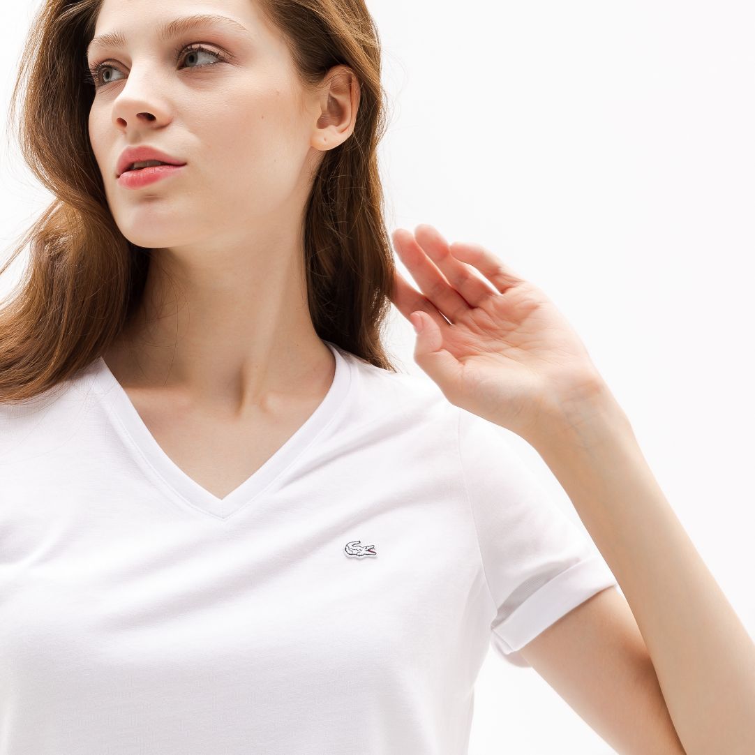 Футболка Lacoste , цвет белый, для женщин Футболка Lacoste , цвет белый, для женщин