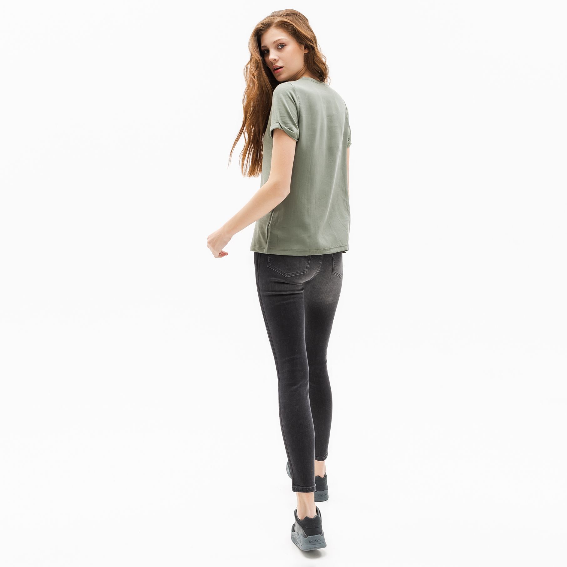 Футболка Lacoste , цвет зеленый, для женщин Футболка Lacoste , цвет зеленый, для женщин