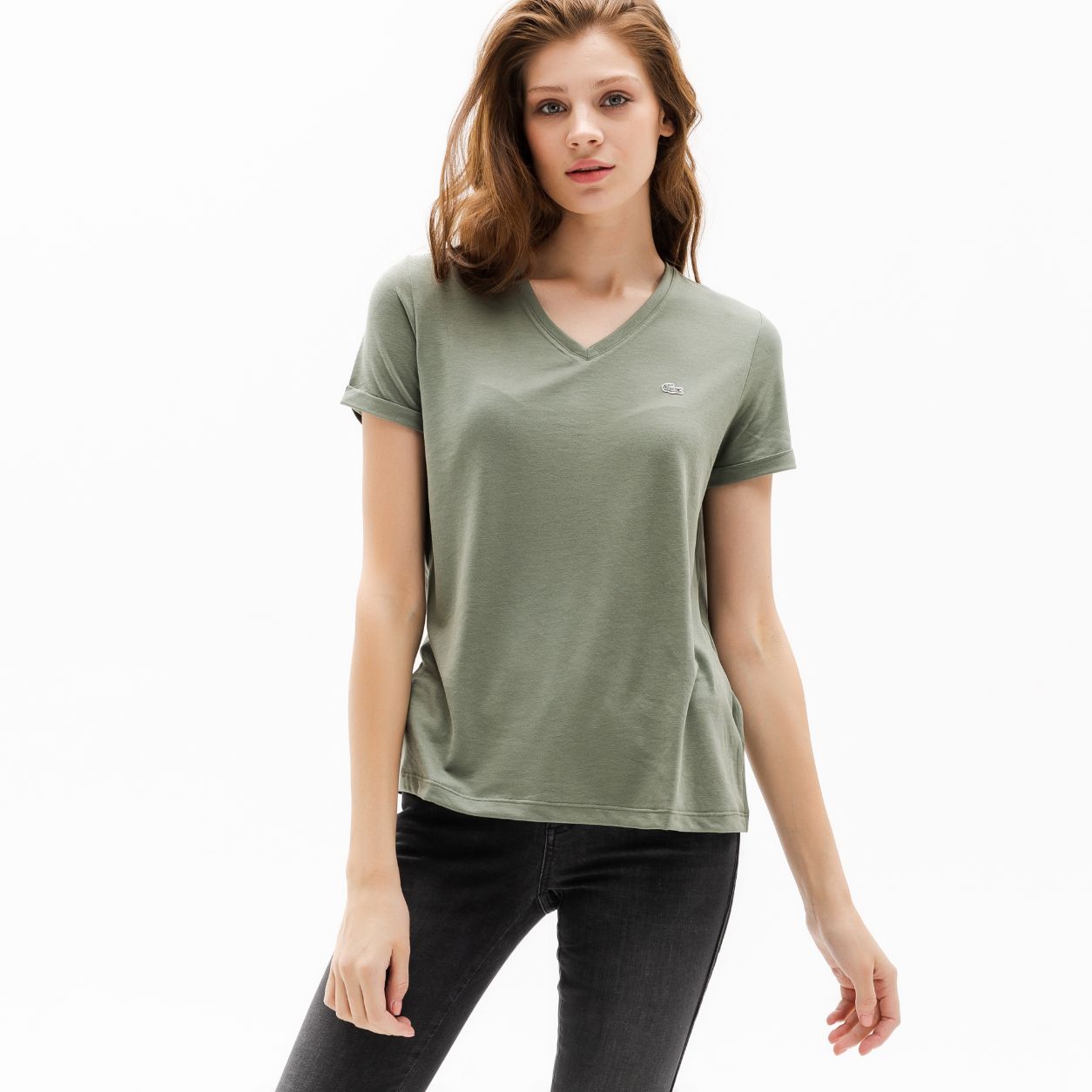Футболка Lacoste , цвет зеленый, для женщин Футболка Lacoste , цвет зеленый, для женщин