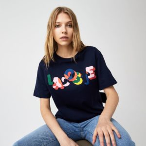 Футболка Lacoste , цвет синий, для женщин Футболка Lacoste , цвет синий, для женщин