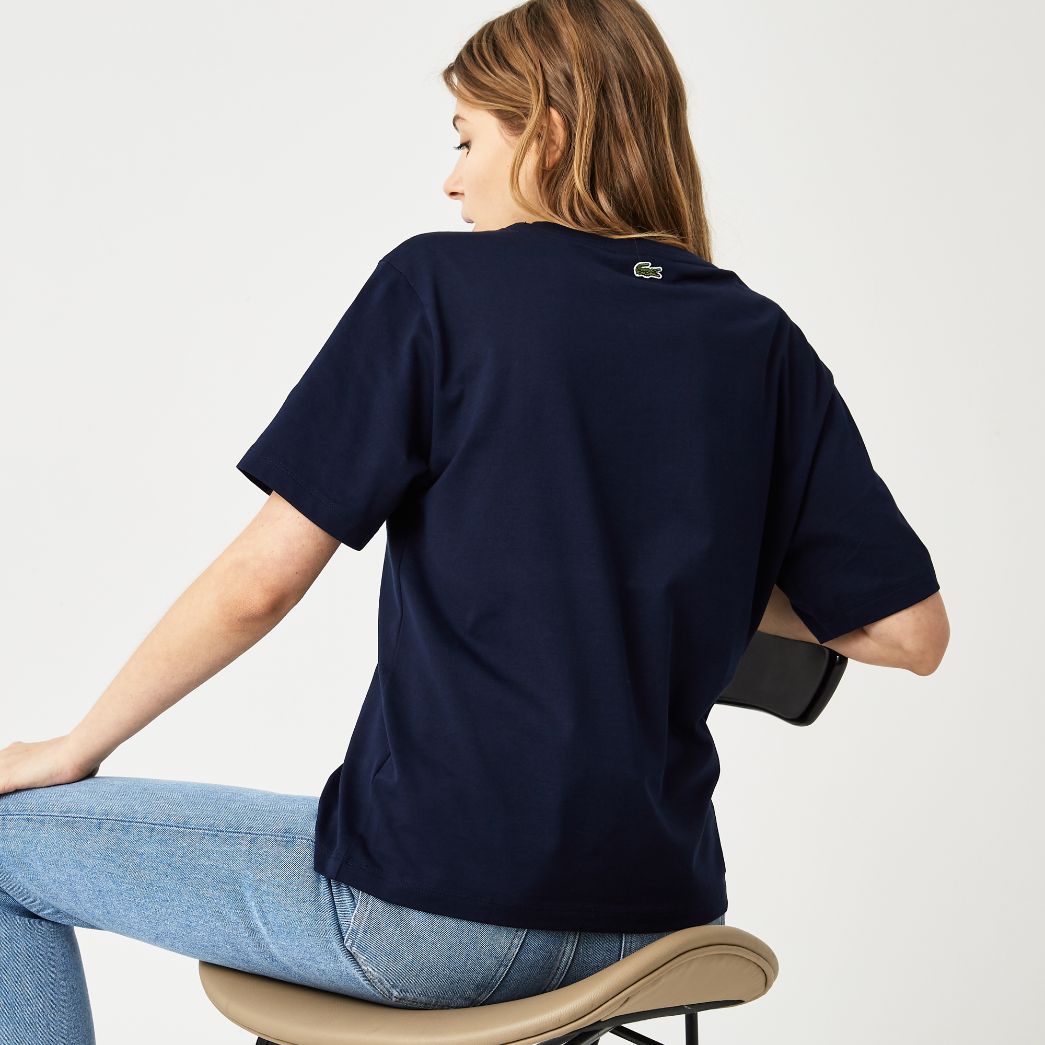 Футболка Lacoste , цвет синий, для женщин Футболка Lacoste , цвет синий, для женщин