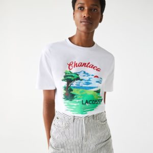 Футболка Lacoste , цвет белый, для женщин Футболка Lacoste , цвет белый, для женщин