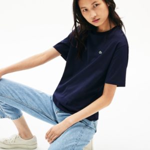 Футболка Lacoste , цвет синий, для женщин Футболка Lacoste , цвет синий, для женщин