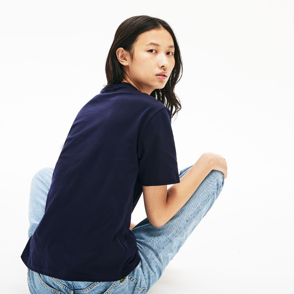 Футболка Lacoste , цвет синий, для женщин Футболка Lacoste , цвет синий, для женщин