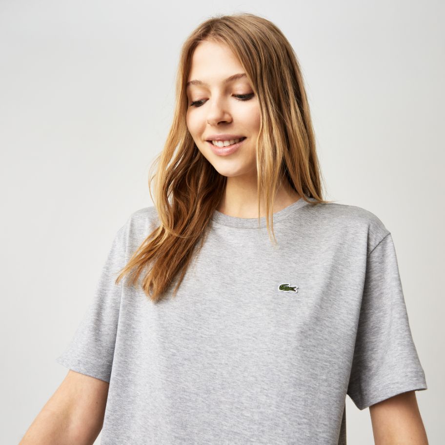Футболка Lacoste , цвет серый, для женщин Футболка Lacoste , цвет серый, для женщин