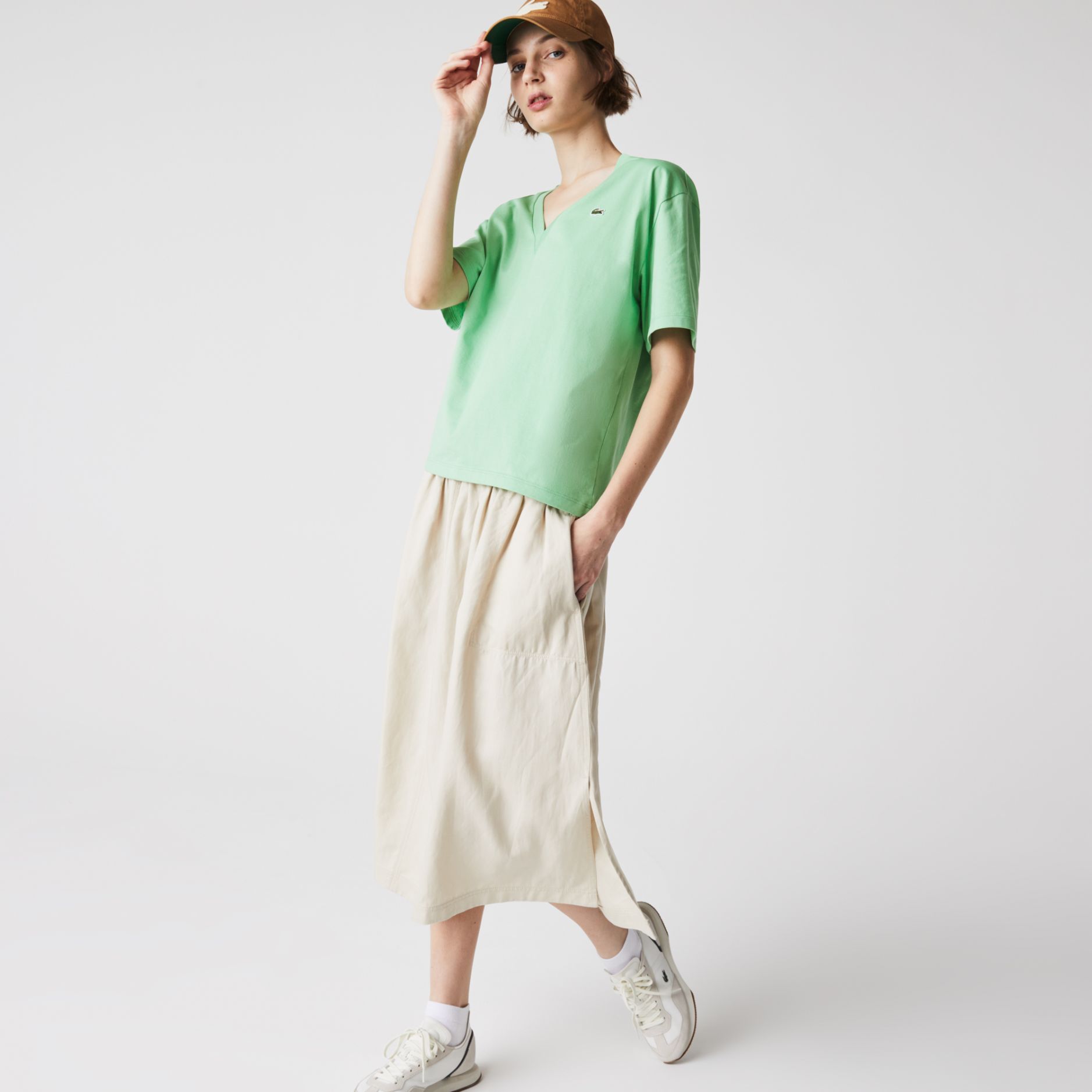 Футболка Lacoste , цвет зеленый, для женщин Футболка Lacoste , цвет зеленый, для женщин