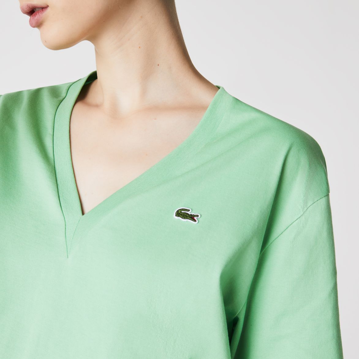 Футболка Lacoste , цвет зеленый, для женщин Футболка Lacoste , цвет зеленый, для женщин