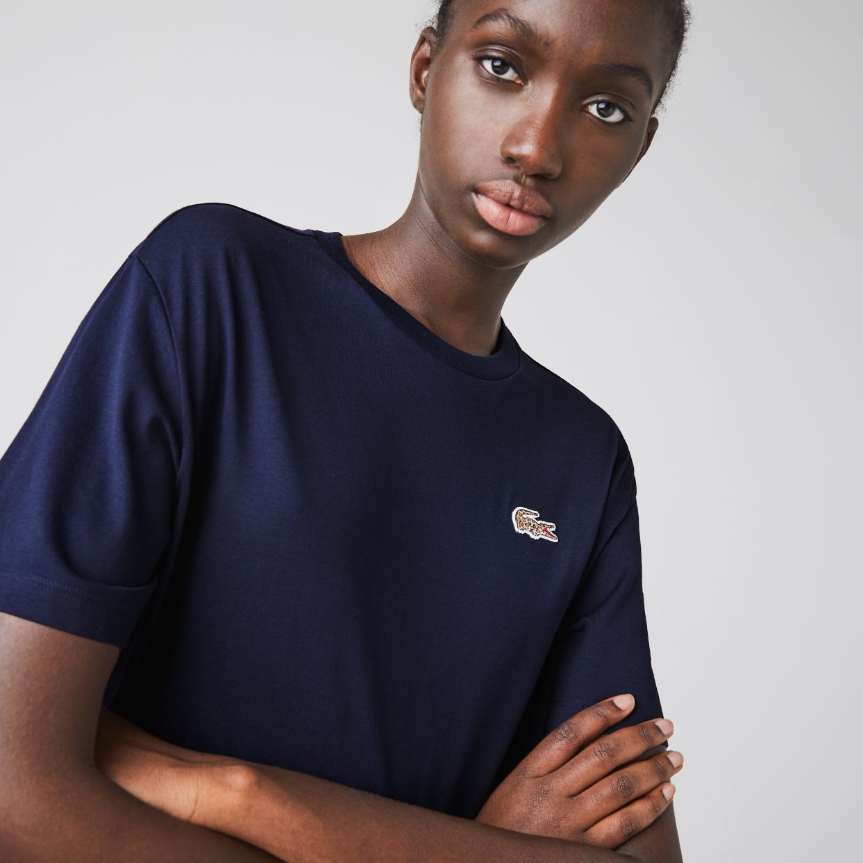 Футболка Lacoste NATIONAL GEOGRAPHIC , цвет синий, для женщин Футболка Lacoste NATIONAL GEOGRAPHIC , цвет синий, для женщин