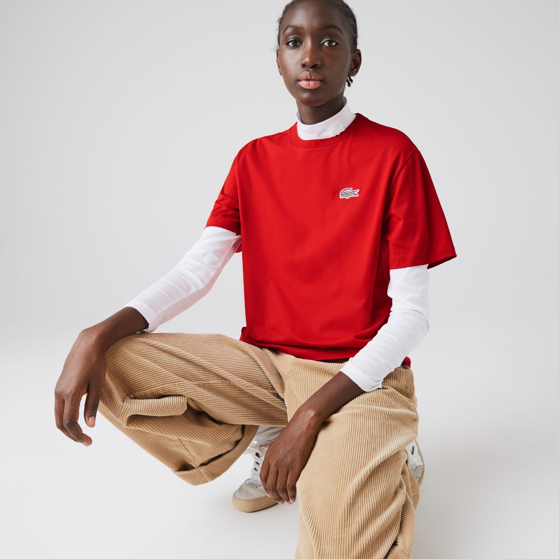Футболка Lacoste NATIONAL GEOGRAPHIC , цвет красный, для женщин Футболка Lacoste NATIONAL GEOGRAPHIC , цвет красный, для женщин
