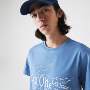 Футболка Lacoste , цвет голубой, для мужчин Футболка Lacoste , цвет голубой, для мужчин