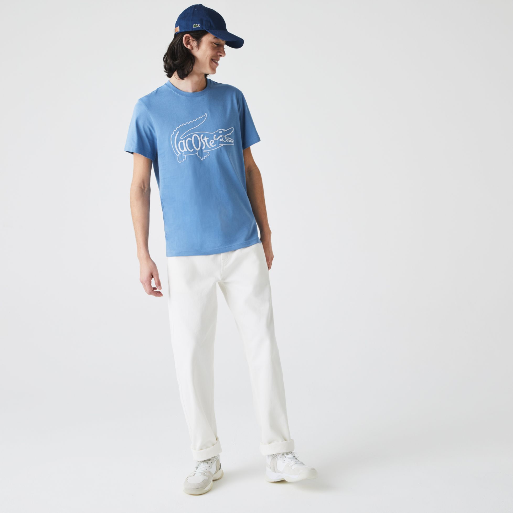 Футболка Lacoste , цвет голубой, для мужчин Футболка Lacoste , цвет голубой, для мужчин
