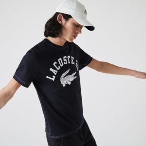 Футболка Lacoste , цвет черный, для мужчин Футболка Lacoste , цвет черный, для мужчин