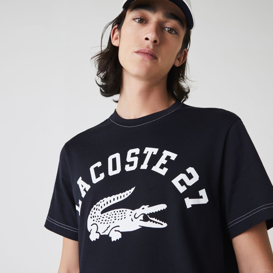 Футболка Lacoste , цвет черный, для мужчин Футболка Lacoste , цвет черный, для мужчин