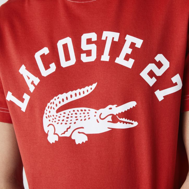 Футболка Lacoste , цвет красный, для мужчин Футболка Lacoste , цвет красный, для мужчин