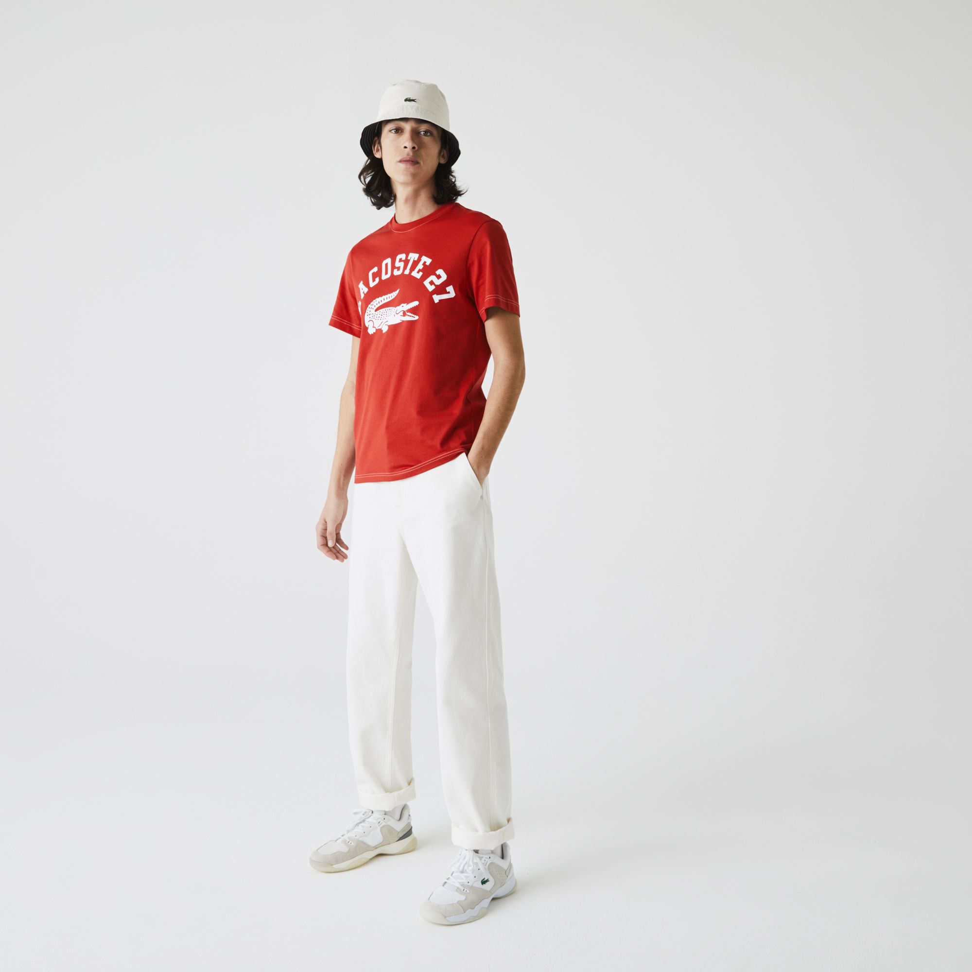 Футболка Lacoste , цвет красный, для мужчин Футболка Lacoste , цвет красный, для мужчин