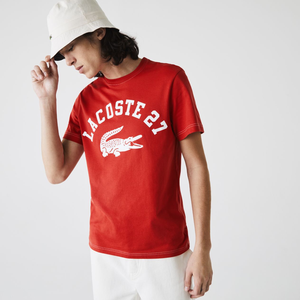Футболка Lacoste , цвет красный, для мужчин Футболка Lacoste , цвет красный, для мужчин