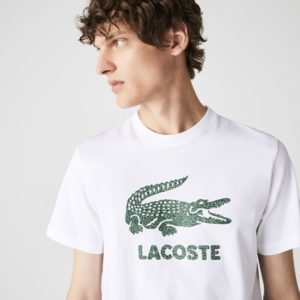 Футболка Lacoste , цвет белый, для мужчин Футболка Lacoste , цвет белый, для мужчин